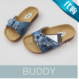  韩国进口童装代购夏季新款儿童韩版休闲蛇皮纹搭扣宝宝拖鞋