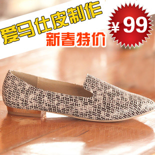  新款头层牛皮尖头单鞋真皮平底鞋平跟复古英伦风森林公主女鞋