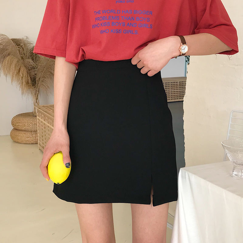 夏天女装韩版宽松高腰百搭开叉A字裙学生显瘦包臀裙短裙半身裙潮在类目 女装/女士精品, 半身裙中 - 来自Buy2taobao.com提供专业的淘宝代购服务