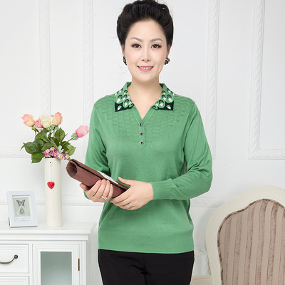 新款中老年女装秋装针织长袖上衣中年妈妈大码