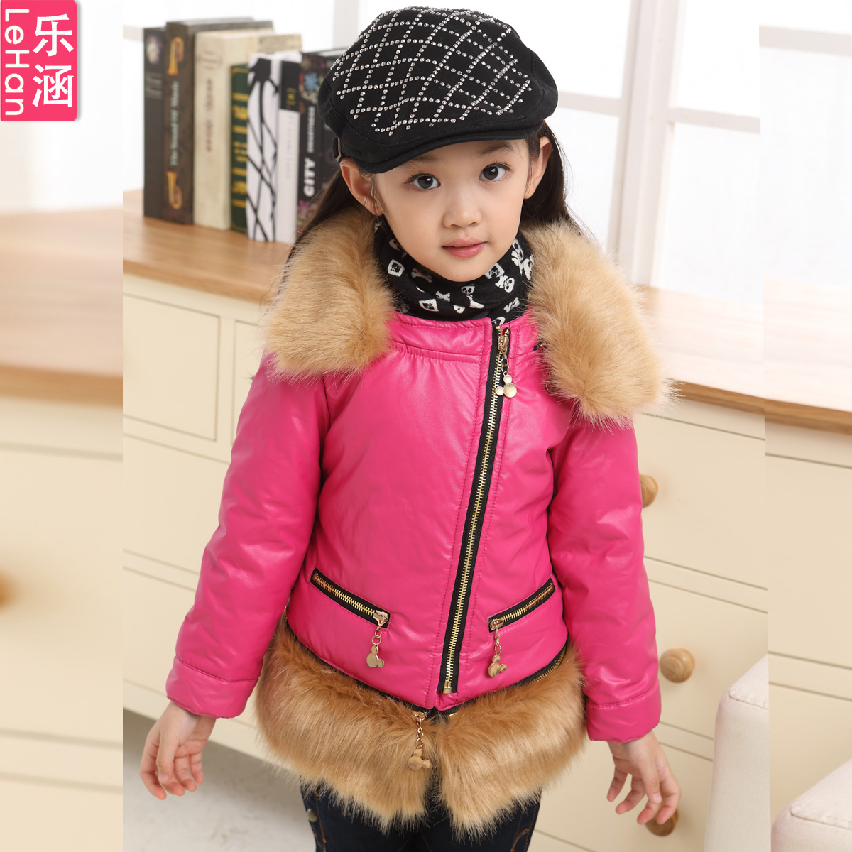 女童装儿童外套女童皮衣2013新款韩版夹克冬
