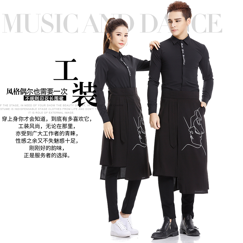 美发店发型师美发围裙 时尚印花不规则围裙酒吧KTV潮流工装服男女|ruв категории Мужская одежда, костюм, оснастки форму - от Buy2taobao.com для оказания профессиональной услуги покупки агента Taobao