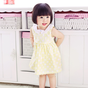  恩恩熊夏季新款女婴儿宝宝童装公主裙波点翻领连衣裙子80047