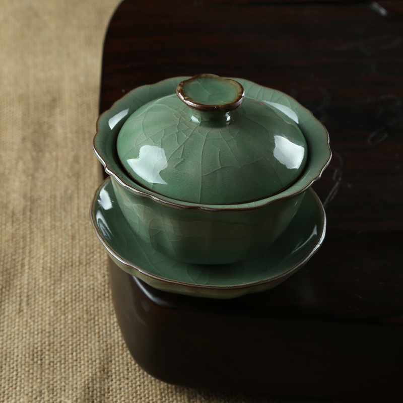 龙泉青瓷盖碗茶杯功夫茶具套装陶瓷功夫盖碗大号茶碗汝窑三才盖碗|msdalam kategori pinggan mangkuk, set teh, mangkuk sup - dari Buy2taobao.com untuk memberikan perkhidmatan ejen Taobao profesional membeli