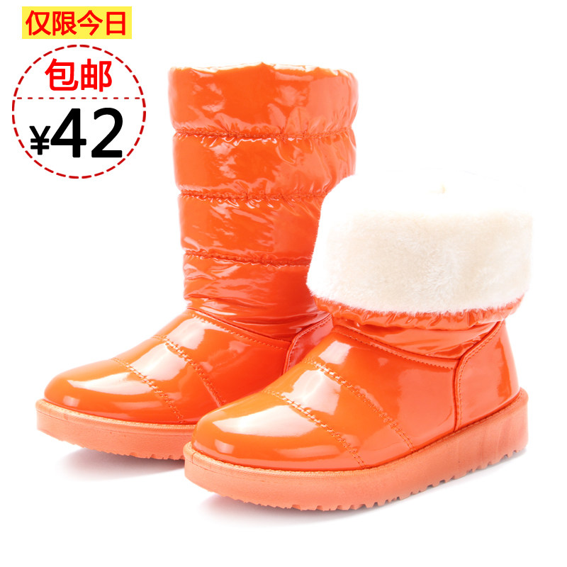清仓热卖 冬季亮皮雪地靴保暖鞋中筒防滑女款松糕鞋防水台雪地靴