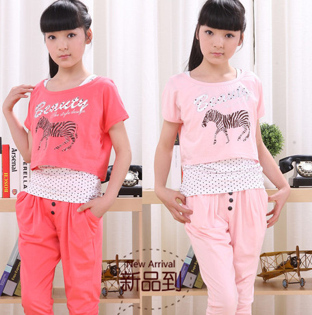 中童<em>衣服女孩</em>9 13 14岁女大童夏装<em>套装</em>儿童休