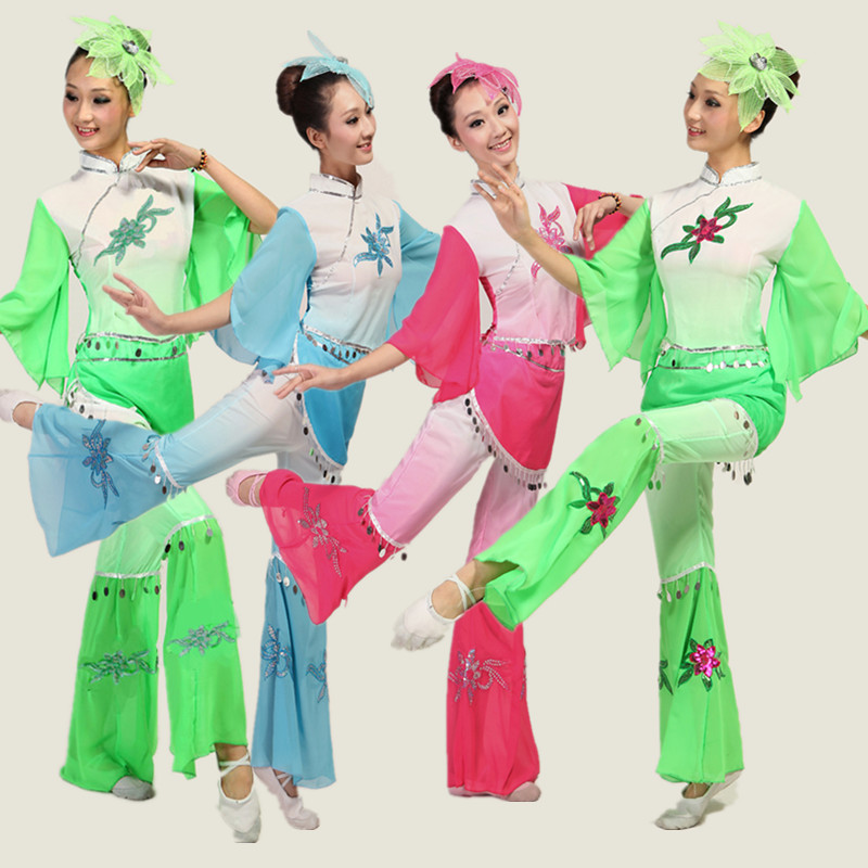 民族舞蹈服装新款舞台演出服秧歌服扇子舞古典舞现代舞茉莉花舞蹈在类目 女装/女士精品, 唐装/民族服装/舞台服装, 民族服装/舞台装中 - 来自Buy2taobao.com提供专业的淘宝代购服务