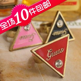  6054 饰品厂批发 欧美外贸饰品 三角闪钻戒指 指环