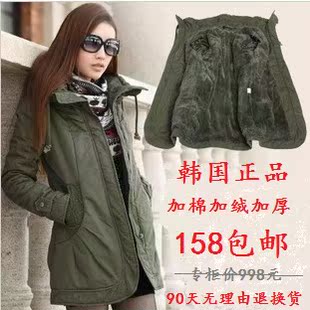  冬装新款韩版棉服外套军绿色棉衣修身棉大衣女大码棉衣包邮