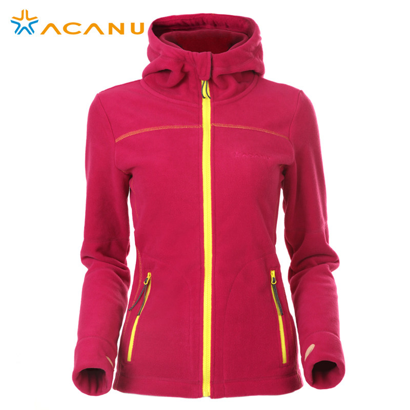 ACANU正品户外休闲 外套 修身保暖 抓绒卫衣 女款 加厚 连帽开衫