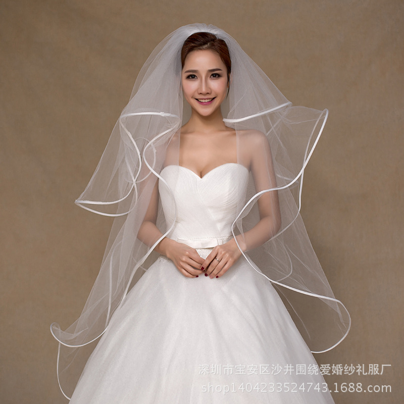 新款新娘头纱 2层超柔软纱包鱼骨边韩国结婚配饰白色新娘婚纱头纱在类目 女装/女士精品, 婚纱/旗袍/礼服, 婚纱中 - 来自Buy2taobao.com提供专业的淘宝代购服务