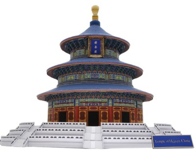 diy手工益智剪纸折纸 著名建筑 中国天坛 祈年殿 3d立体拼装纸模