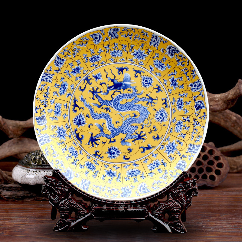 Jingdezhen Ceramic Dragon pattern Hanging plate Background wall plate decorate Modern Chinese Home Furnishing Office Study Decorationin the Home accessories , Decorative items , Decorative proprietary/Hanging plate category - from Buy2taobao.com to provide professional Taobao agent buy service