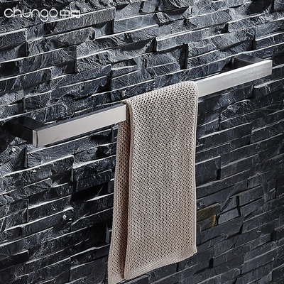 中克304不锈钢拉丝卫生间浴室厕所浴巾架毛巾架子挂架单杆毛巾杆