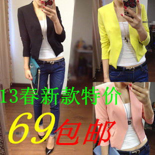  包邮 新款HM小西服韩版女装修身外套 hm女士小西装糖果色外套