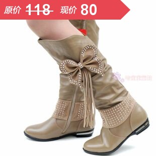 <em>特价</em>正品新款冬季韩版蝴蝶结流苏<em>女童靴</em>棉靴及