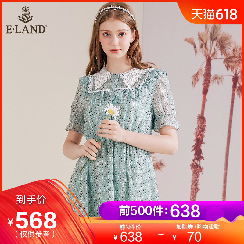 ELAND19年夏季新款ins复古度假法式仙女连衣裙碎花雪纺EEOW924W1M在类目 女装/女士精品, 连衣裙中 - 来自Buy2taobao.com提供专业的淘宝代购服务