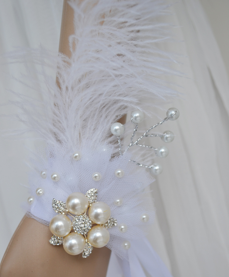 customized wedding Bride holding flowers Luxurious Pearl White silvery Beads Wrist flowerin the Festive supplies/Gift , Wedding Themes/Props , Flower wrist category - from Buy2taobao.com to provide professional Taobao agent buy service