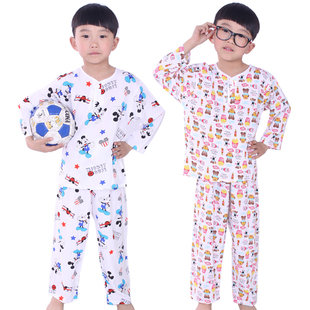  3套包邮夏季儿童棉绸睡衣套装男童女童绵绸长袖长裤薄空调居家服