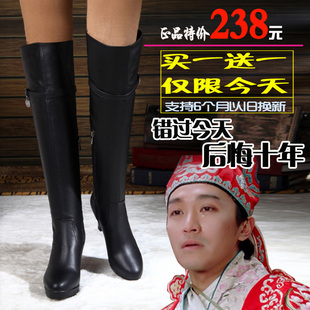  包邮 冬季新款正品粗跟圆头高跟长靴防水台女靴子过膝马丁靴