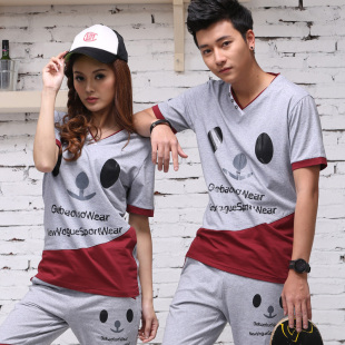  情侣装夏装新款 韩版修身休闲潮套装夏季男打底衫短袖t恤衫