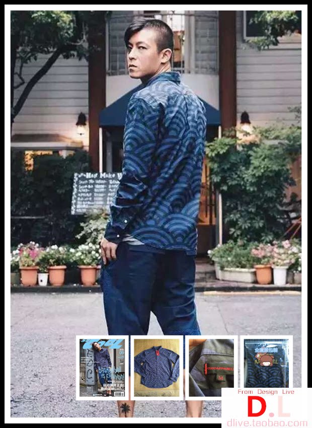 l】denim clot 15fw海浪衬衫波浪长袖衬衫 陈冠希