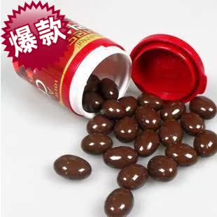  韩国食品进口零食乐天杏仁巧克力豆杏仁夹心 大颗杏仁罐装102g