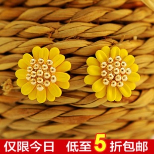  精致小邹菊耳钉 优雅气质耳环复古耳饰批发 韩国高档饰品婉莹正品
