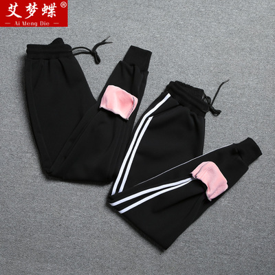 秋冬季加绒加厚运动裤女学生韩版宽松原宿bf百搭小脚显瘦休闲长裤