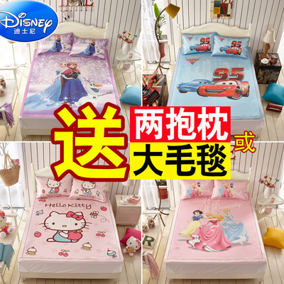 迪士尼卡通冰丝席子二三件套kt儿童1.5米1.8m床1.2空调席夏季凉席