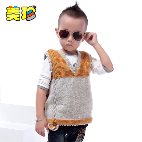 美珍童装纯手工<em>毛衣</em>13新款<em>棒针编织</em>男童小马
