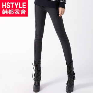  韩都衣舍韩国春装新款女装修身加绒小脚女士打底裤EJ0852廵