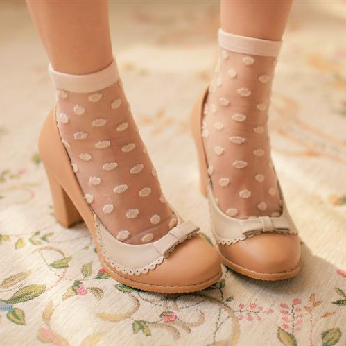 韩版蝴蝶结修身公主高跟鞋...