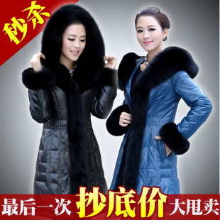  年度盛典妲菲琦海宁真皮皮衣超大毛领绵羊皮真皮羽绒服女中长修身