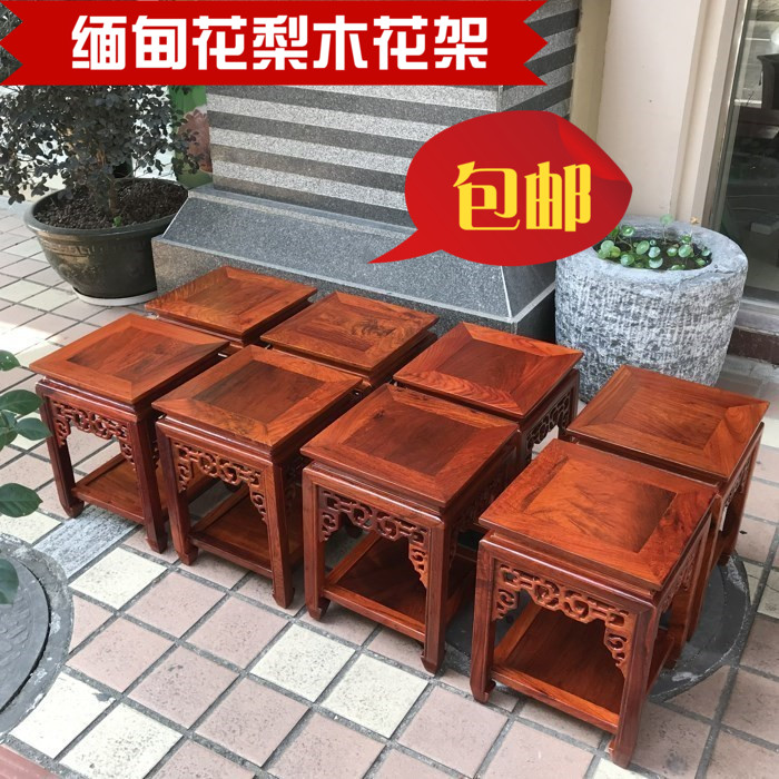 红木四方花架客厅缅甸花梨木大果紫檀花几实木中式落地仿古盆景架|ruв категории жилой мебели, рама тип, цветок/несколько - от Buy2taobao.com для оказания профессиональной услуги покупки агента Taobao