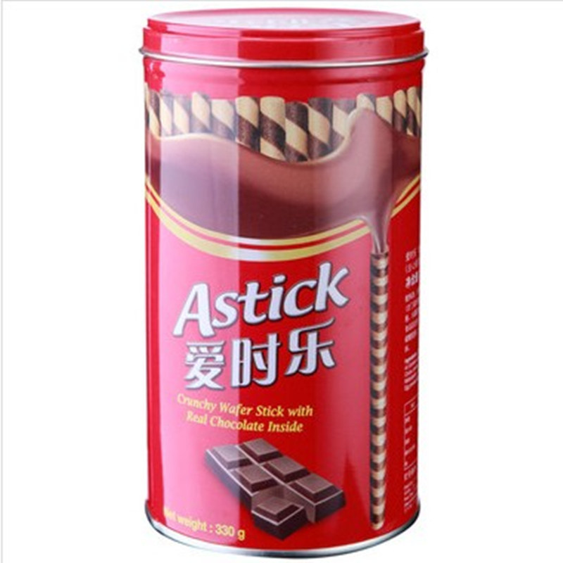 【天猫超市】印尼进口爱时乐巧克力味威化卷心酥330g/罐年货