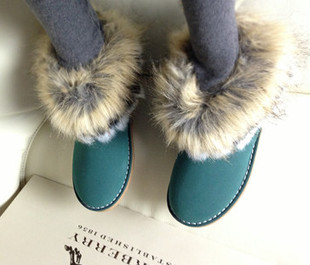  流苏雪地靴仿狐狸毛兔毛雪地靴子女 短靴 雪地靴防水 牛筋底