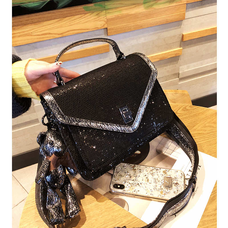 女士手提網格布包黑色亮片包包女2019新款時尚質感百搭單肩斜挎包在類目 箱包皮具/熱銷女包/男包, 女士包袋中 - 來自Buy2taobao.com提供專業的淘寶代購服務