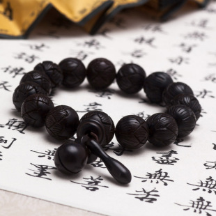  开光 纯天然雷击桃木 辟邪木 莲花佛珠手链 男 女款 辟邪转运手串