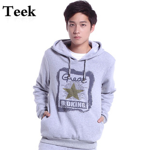  加厚 加绒 套头 韩版男装 潮男 连帽外套 男士卫衣 男 带帽上衣服