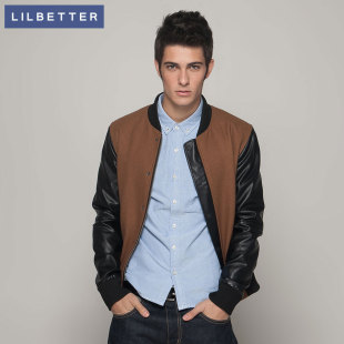 lilbetter春款新品男士韩版夹克英伦休闲修身pu皮拼接潮外套男