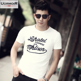  优默 夏装新款 圆领T恤 男装 短袖 男士打底衫 绣花t恤 潮男