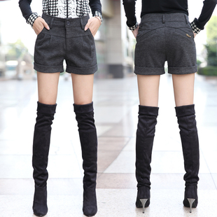 秋<em>冬装</em>韩版女裤羊毛呢<em>短裤</em>子立体<em>裁剪</em>靴裤直筒