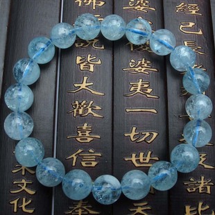  天然正品 一物一图 假一赔十 10MM巴西进口海蓝宝手链 女款
