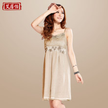 Aibei Yi 2013 summer new waist was thin chiffon shirt dress Women's Dress Casual Chiffon Skirt