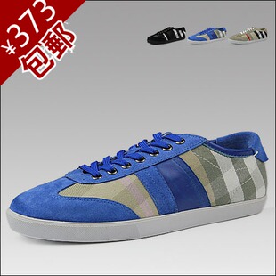  夏季新品 意大利名品男鞋 格纹皮革拼接低帮鞋子 休闲男鞋 板鞋