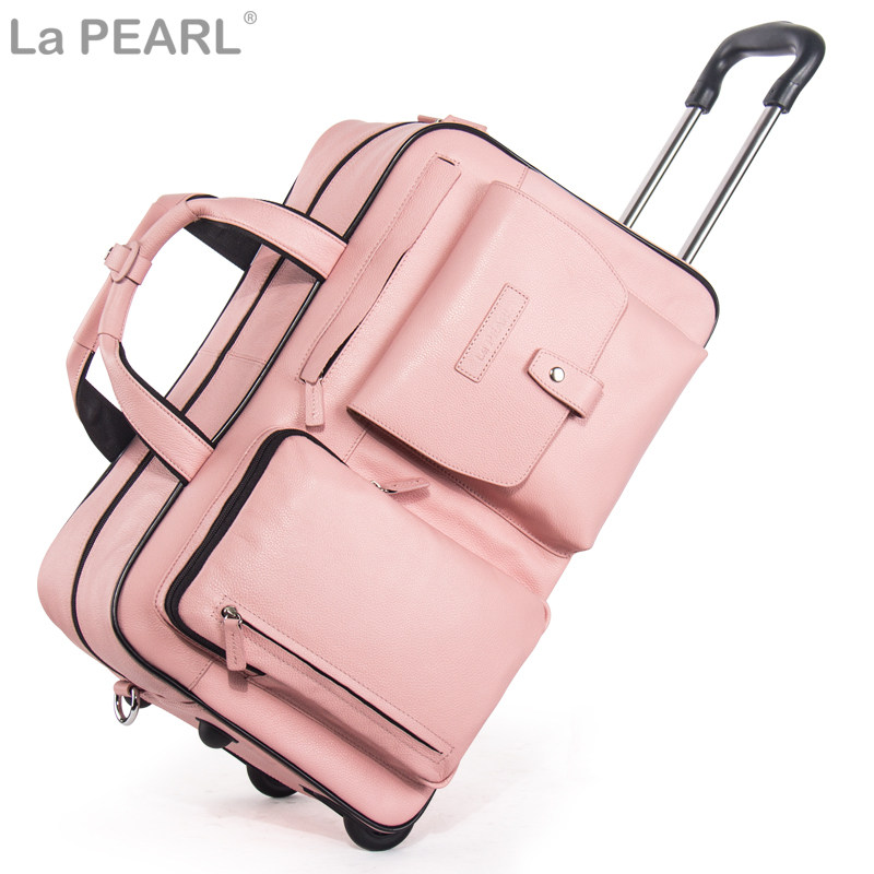 La PEARL可爱时尚真皮女士手提拉杆箱包 20寸牛皮旅行登机行李袋