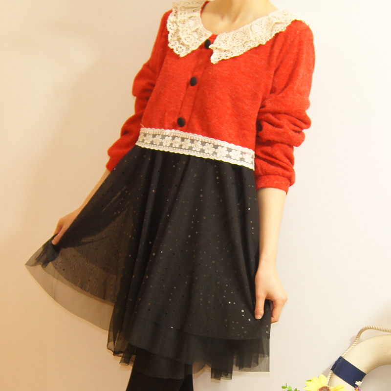 甜美风蕾丝针织网...