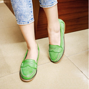  夏新款裸色英伦复古平跟单鞋圆头真皮里平底鞋 大码女鞋40-43