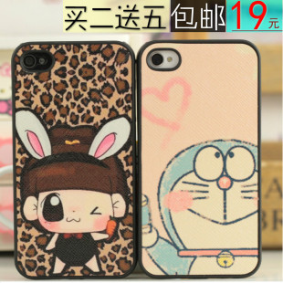  iphone4 4s手机壳韩国卡通苹果4手机套情侣超薄贴皮质感保护壳潮